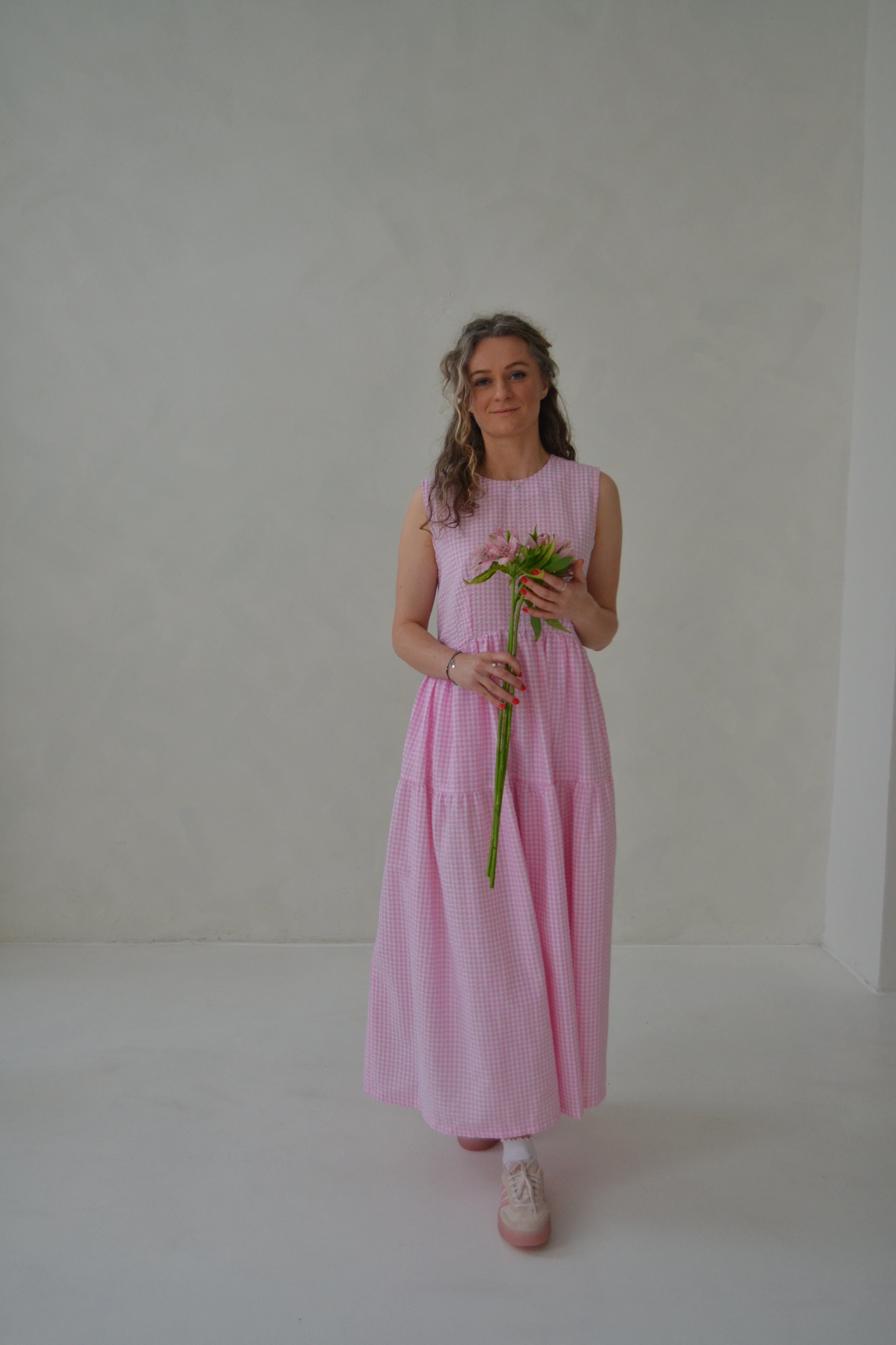 Světle růžové kostkované šaty SKAIA - PRE-ORDER