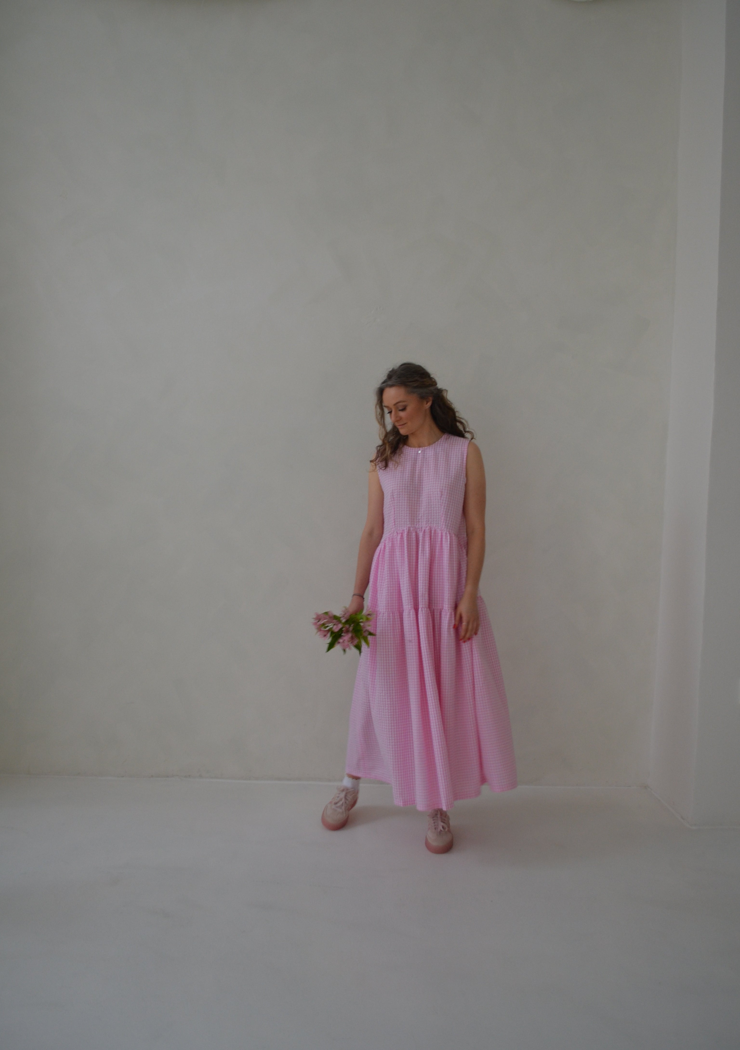 Světle růžové kostkované šaty SKAIA - PRE-ORDER