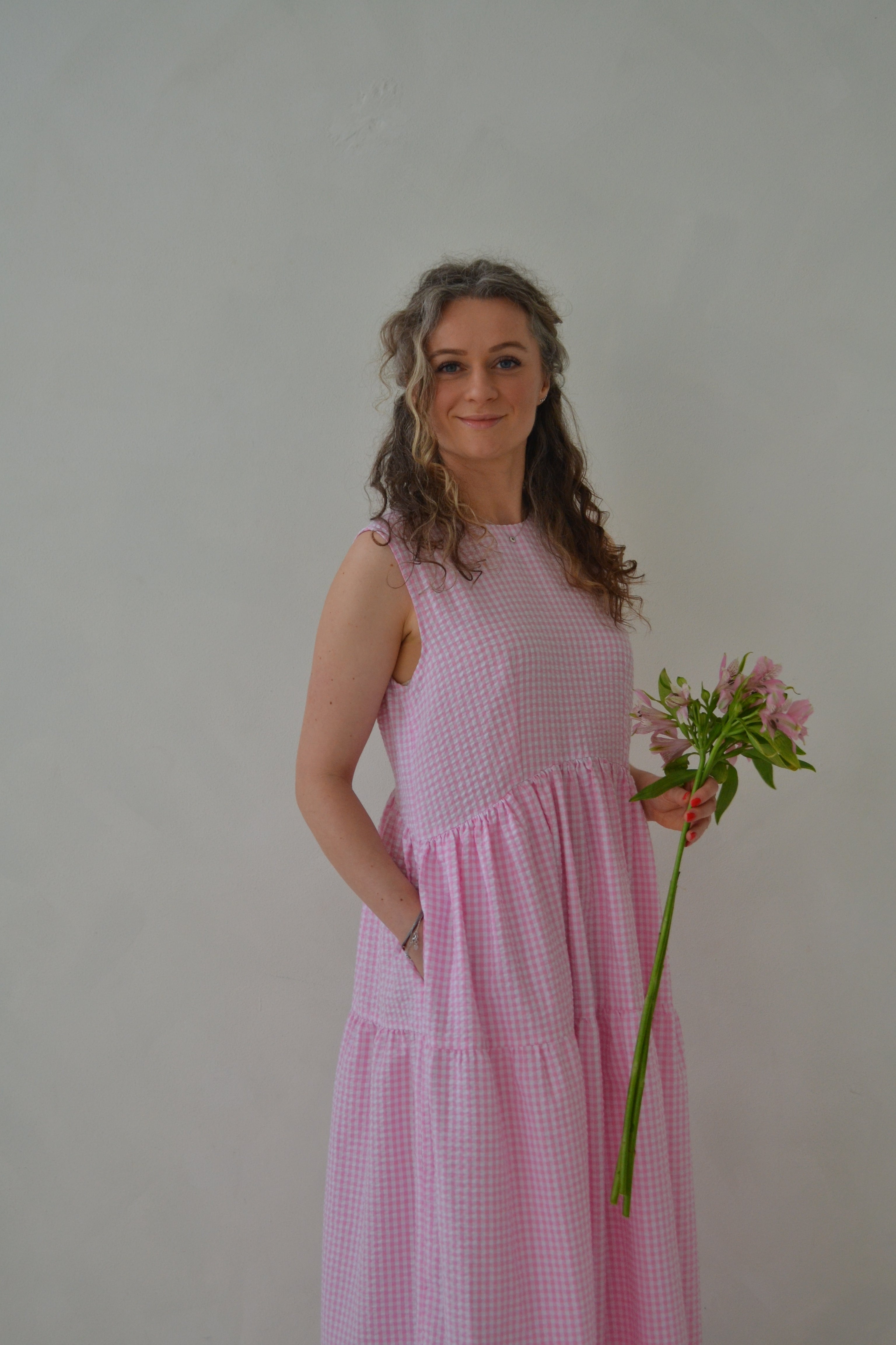 Světle růžové kostkované šaty SKAIA - PRE-ORDER