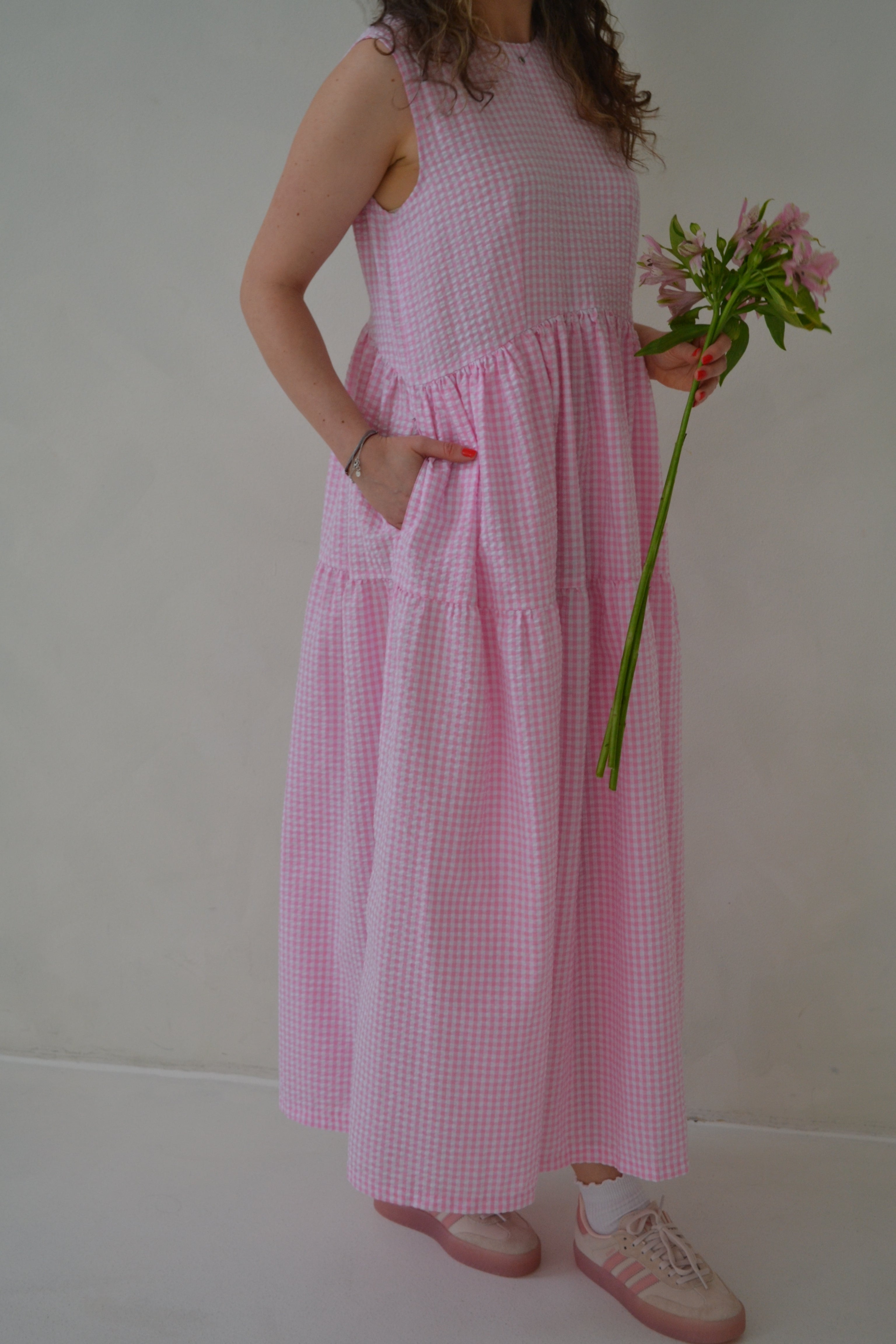 Světle růžové kostkované šaty SKAIA - PRE-ORDER