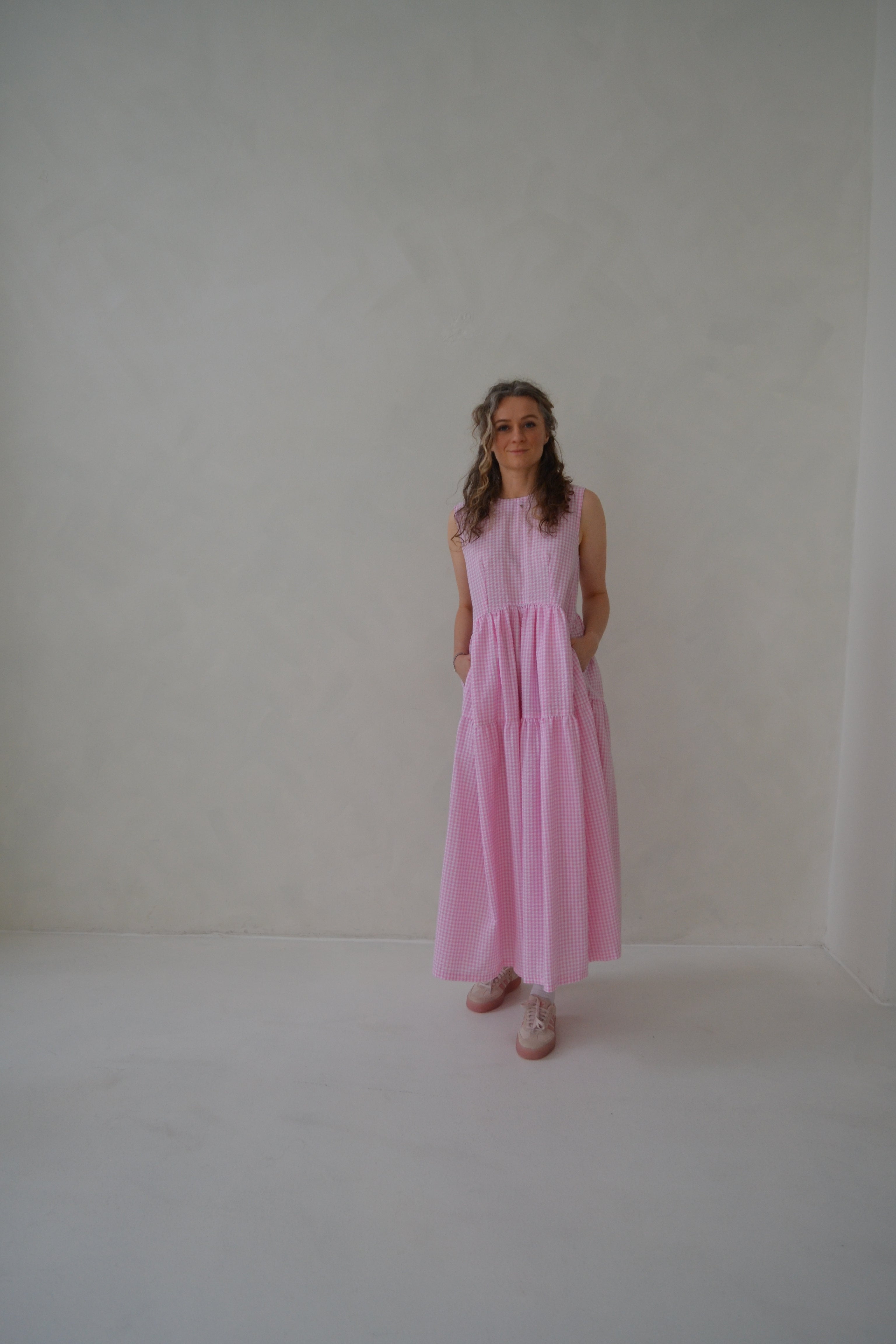 Světle růžové kostkované šaty SKAIA - PRE-ORDER