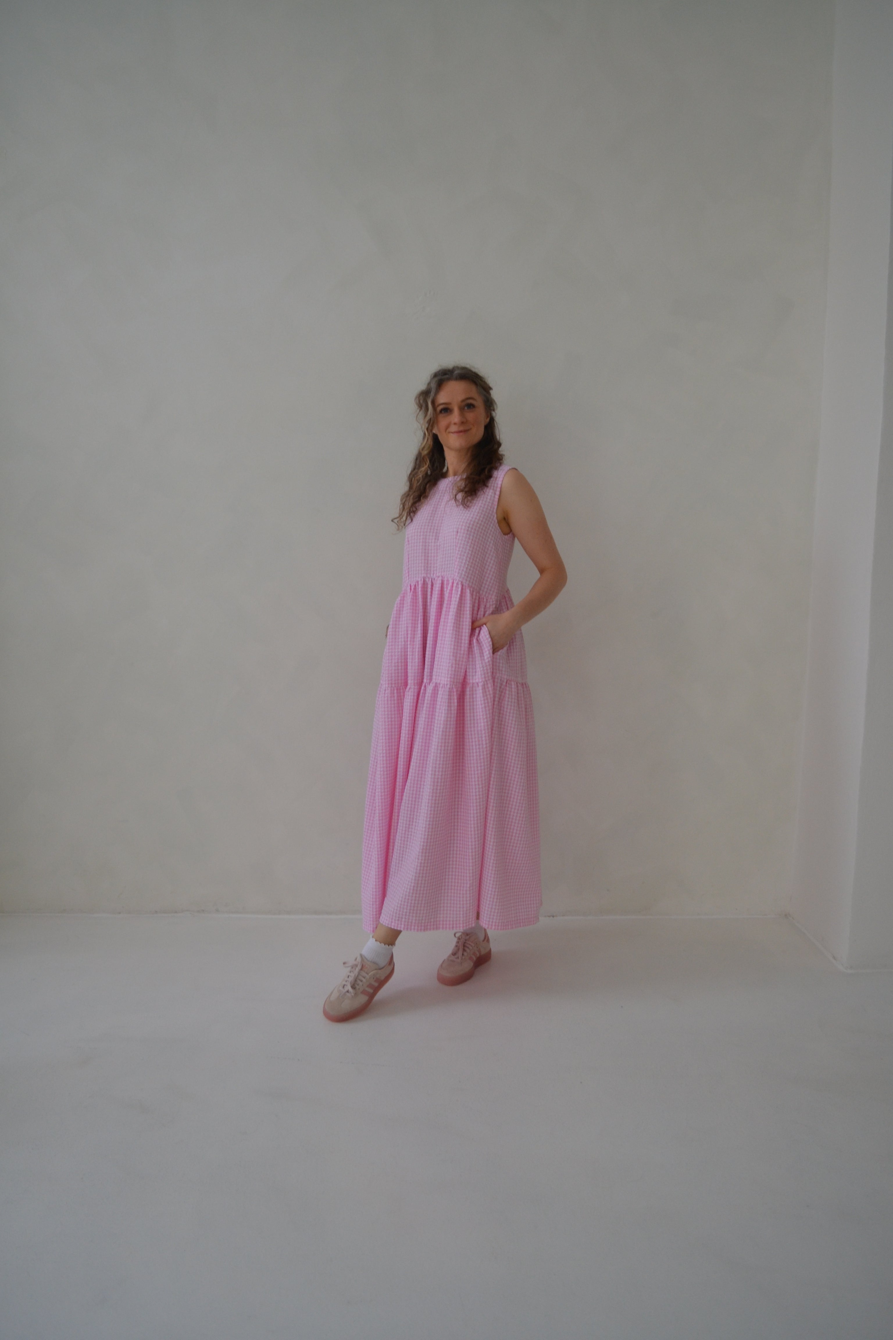 Světle růžové kostkované šaty SKAIA - PRE-ORDER