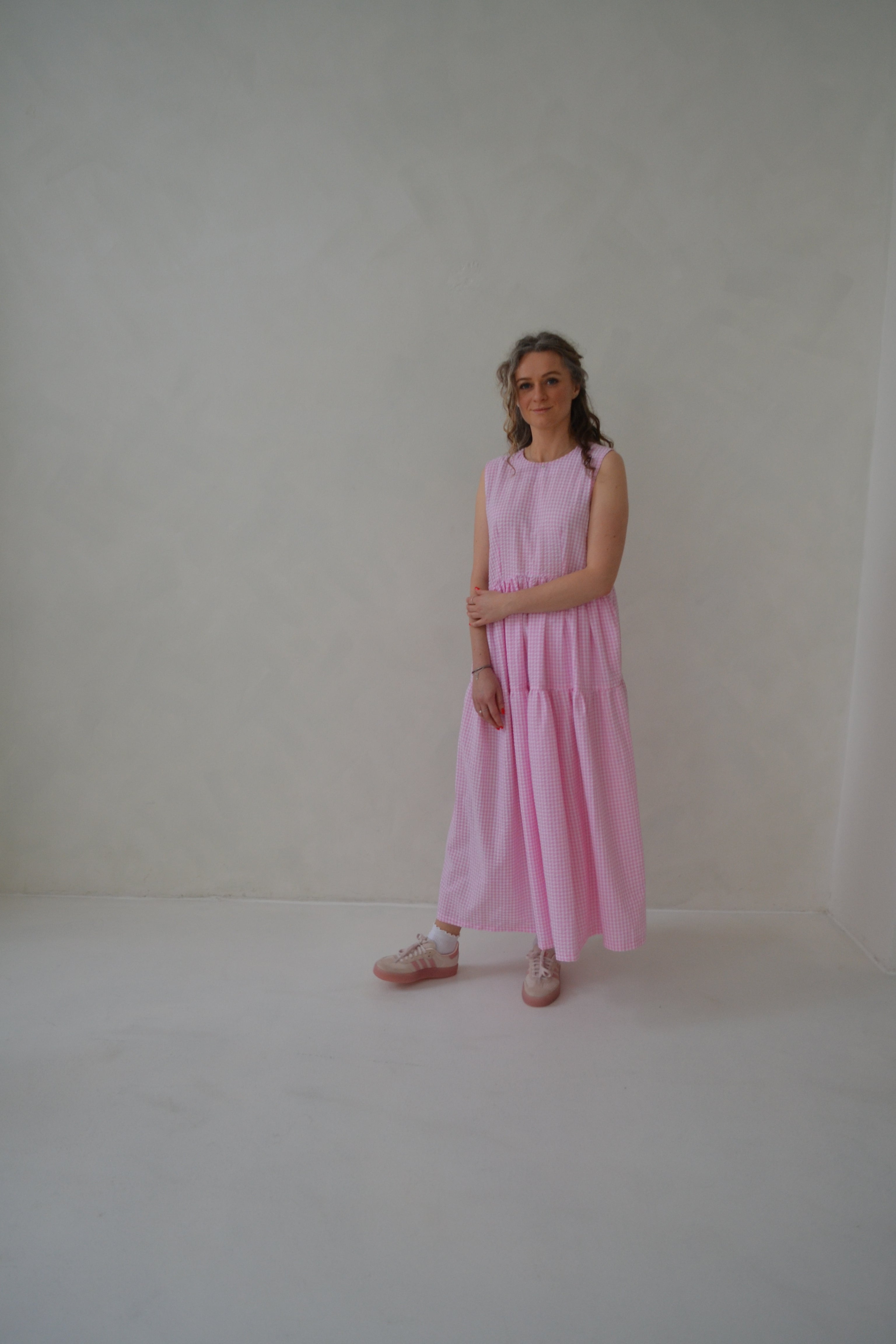Světle růžové kostkované šaty SKAIA - PRE-ORDER