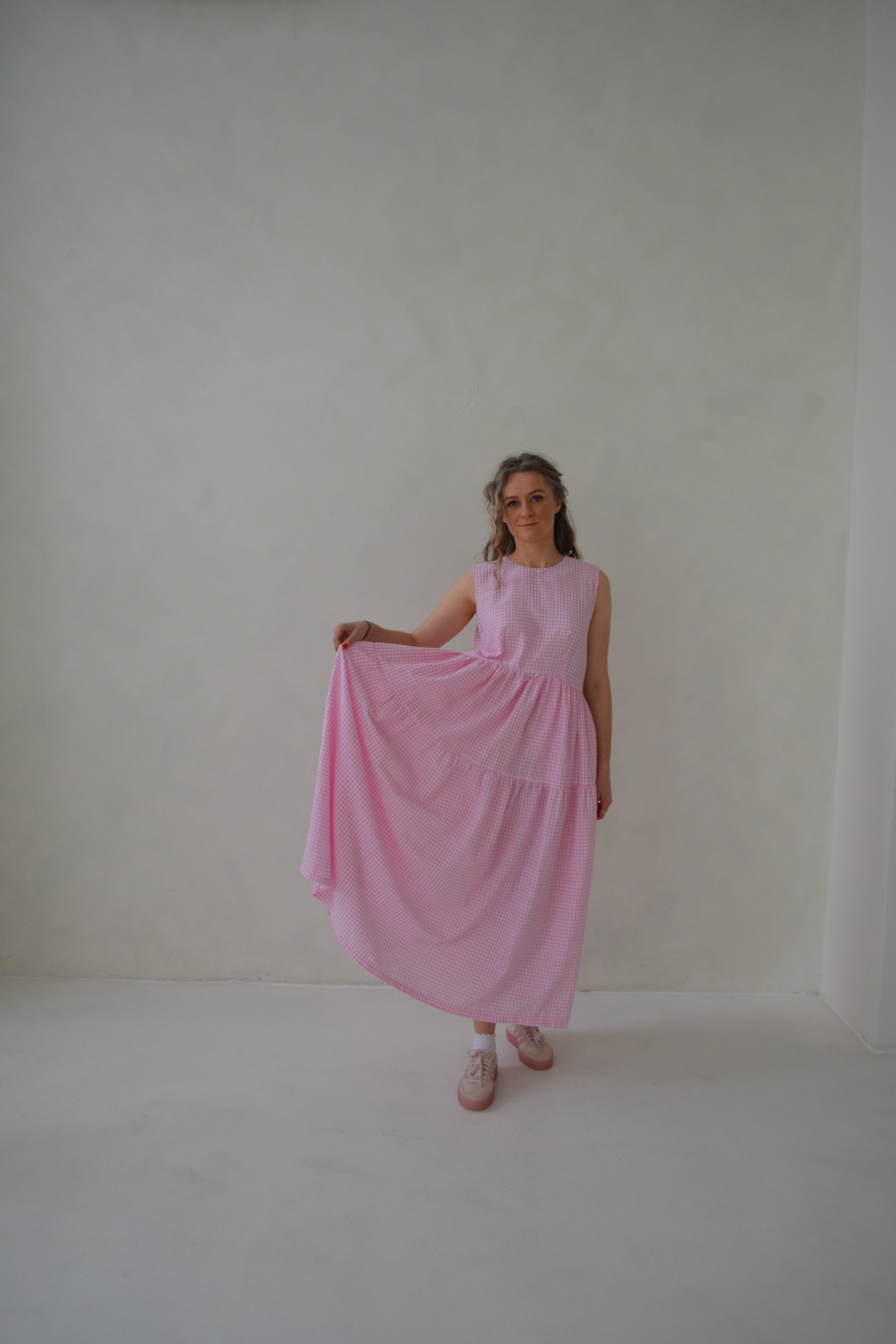 Světle růžové kostkované šaty SKAIA - PRE-ORDER