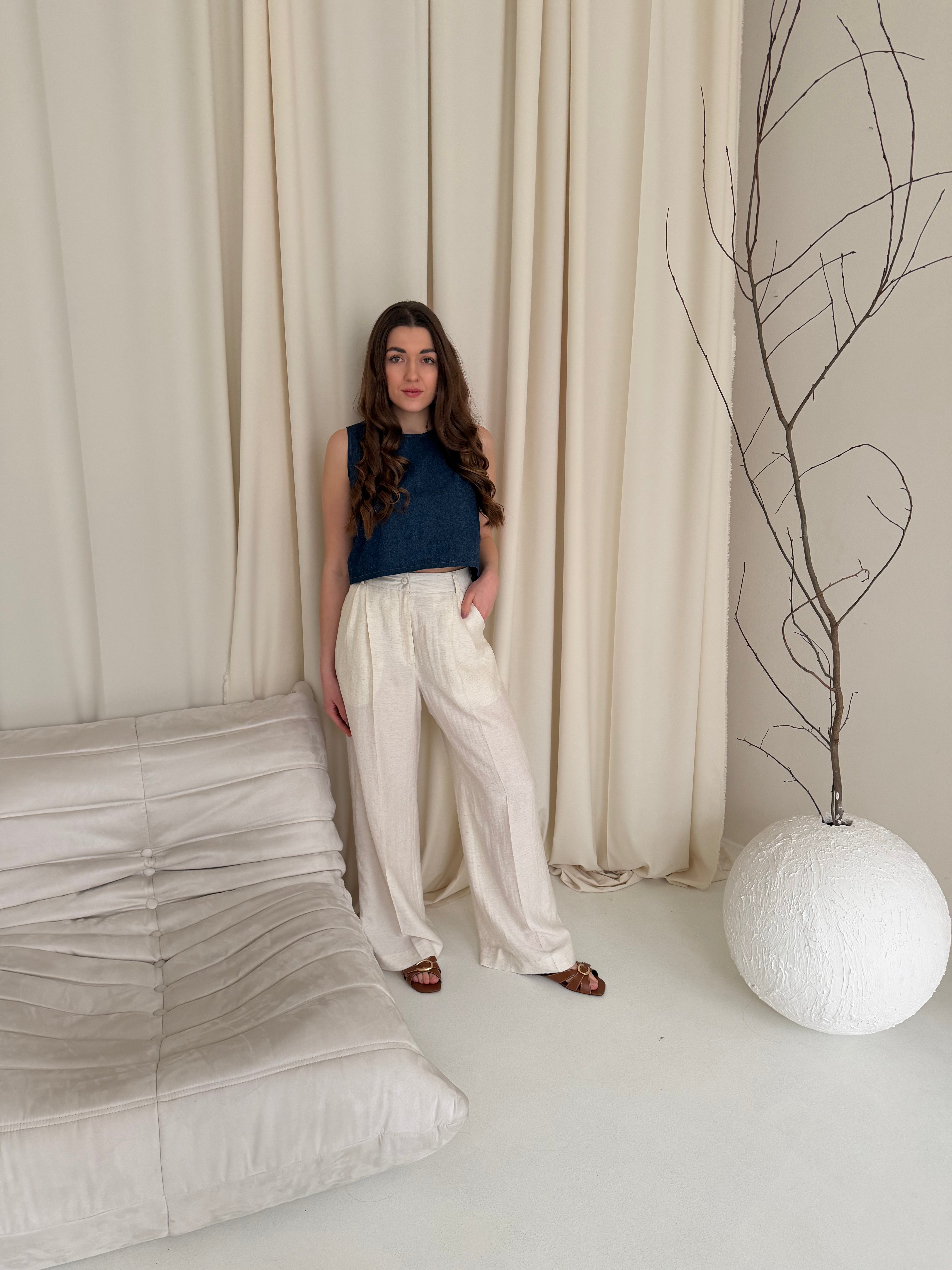 Džínový top se zapínáním vzadu na zip PRE-ORDER